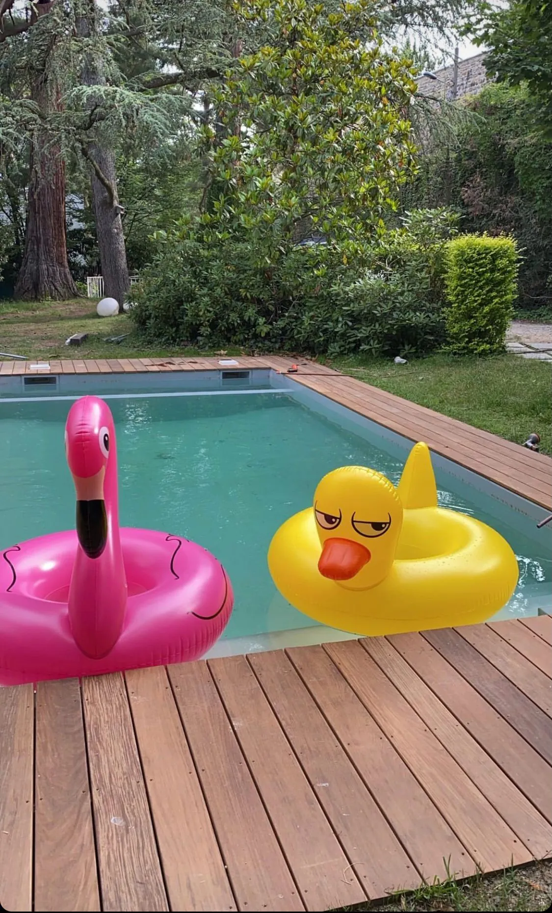 Piscine rénovée après dépose d'un liner usé près du lac du Bourget, Savoie