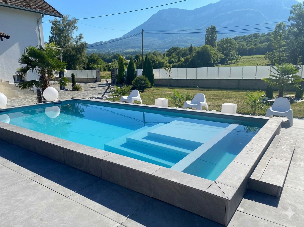 Piscine neuve piscine PVC armé Annecy Haute-Savoie 74 — chantier 2024